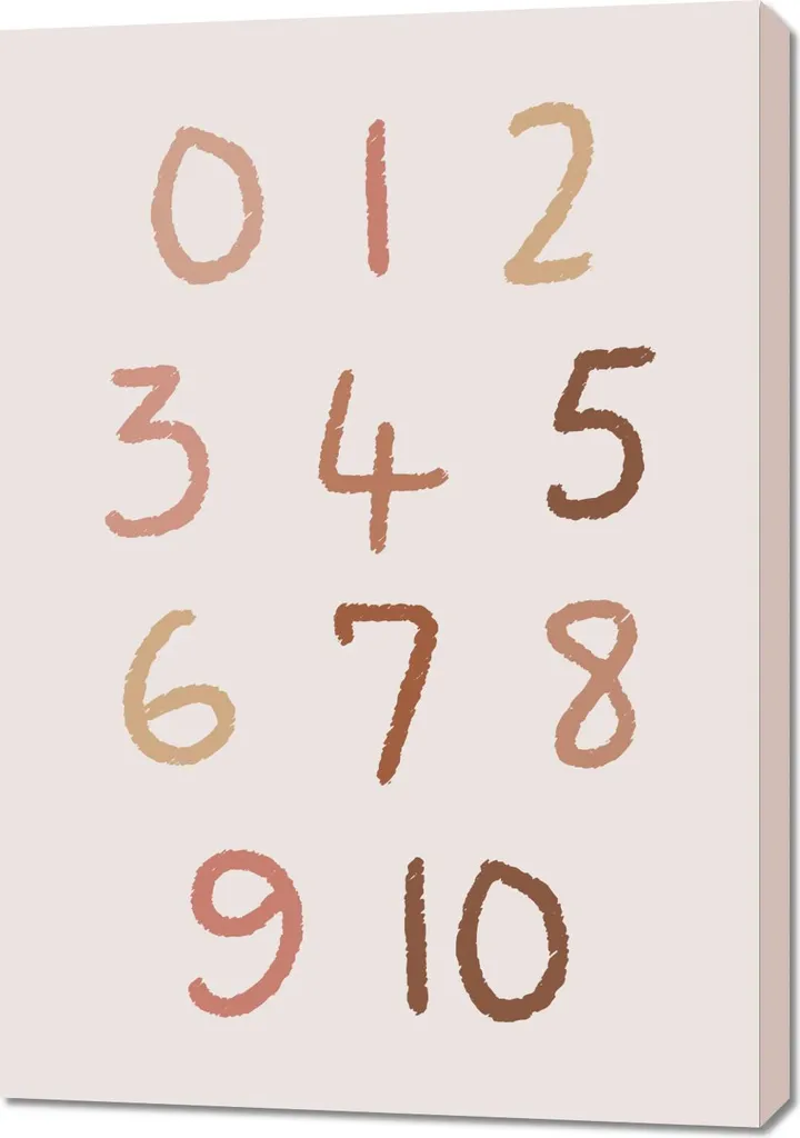 Quadro su Tela 70x100 Numeri per Bambini - Alta Risoluzione UV