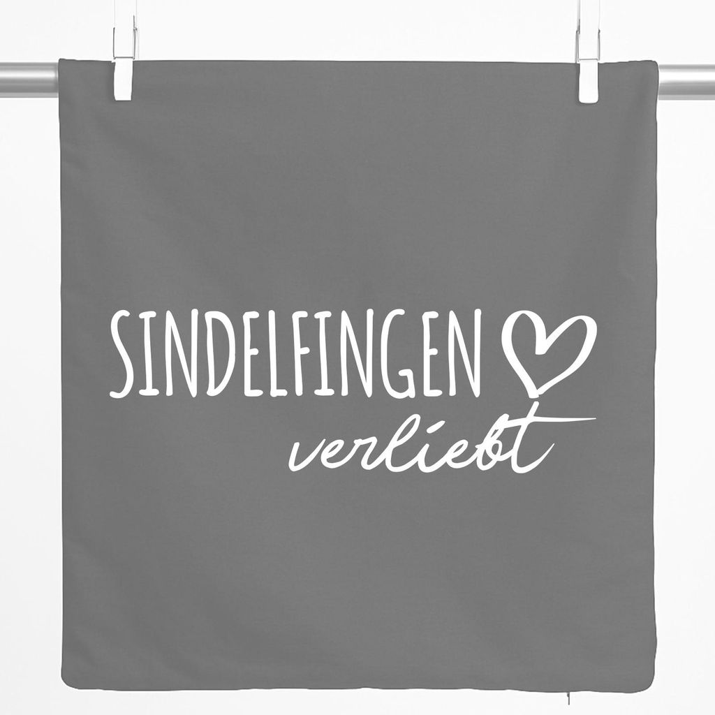 Huuraa Kissenbezug Sindelfingen verliebt 40x40cm Steel Grey Baumwolle Dekokissenbezug Geschenkidee