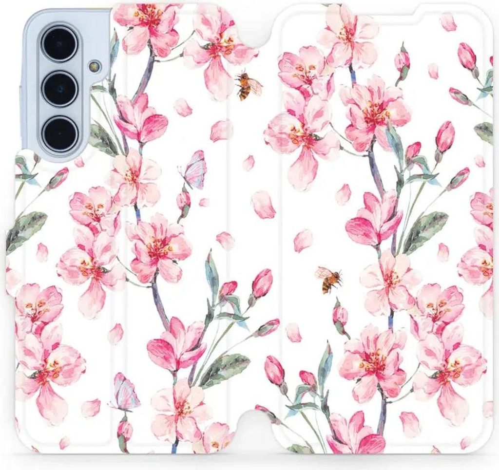 Handyhülle mit klappe für Galaxy M35 5G, Mobiwear Book, Rosa Frühling