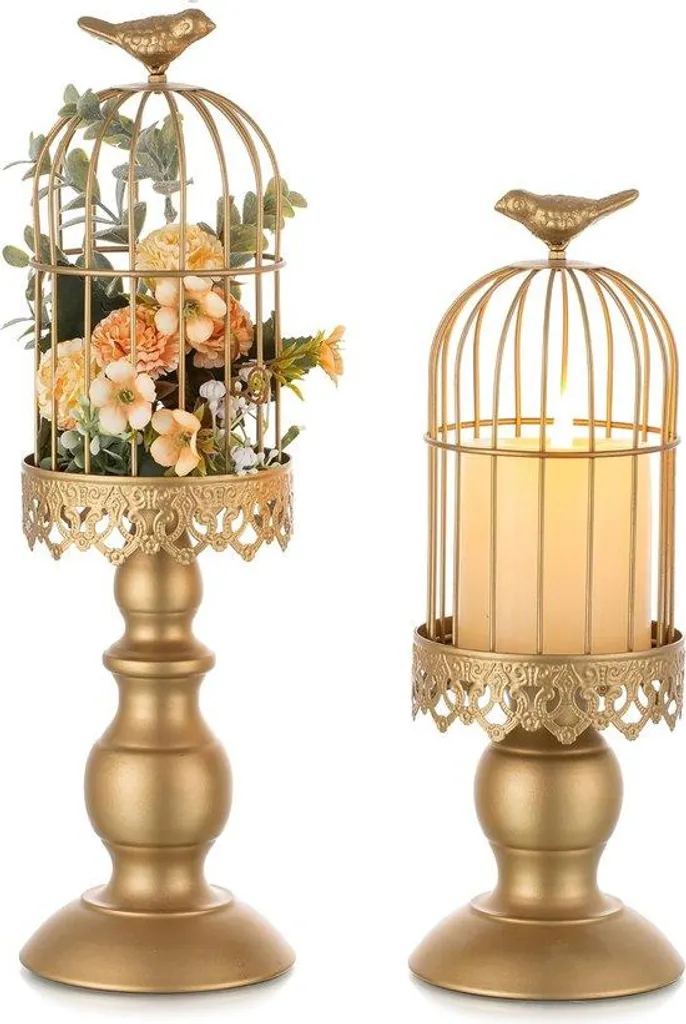 Grande cage à oiseaux décorative or en fil de fer pour décoration