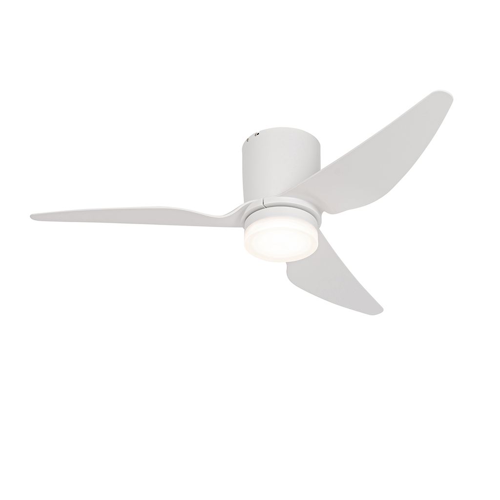 Qazqa led Modern Deckenventilator mit Fernbedienung - Patty - Weiß, RundBürolampe, 3000K - 6500K, Leise Motor, 123cm, Ideal als Bürolampe, Schla...
