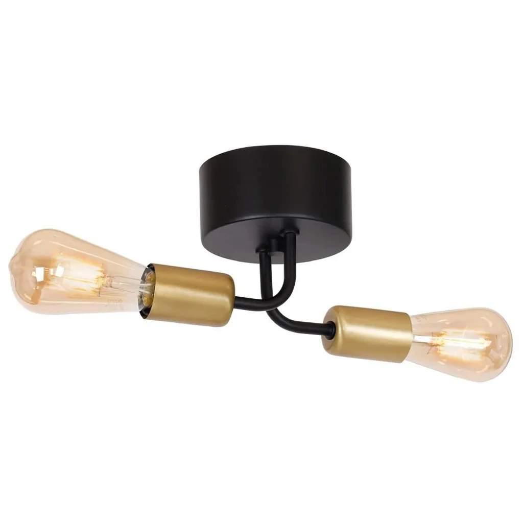 Lustre Suspension Brenda en Métal Noir et Doré 2 Lumières pour Salon
