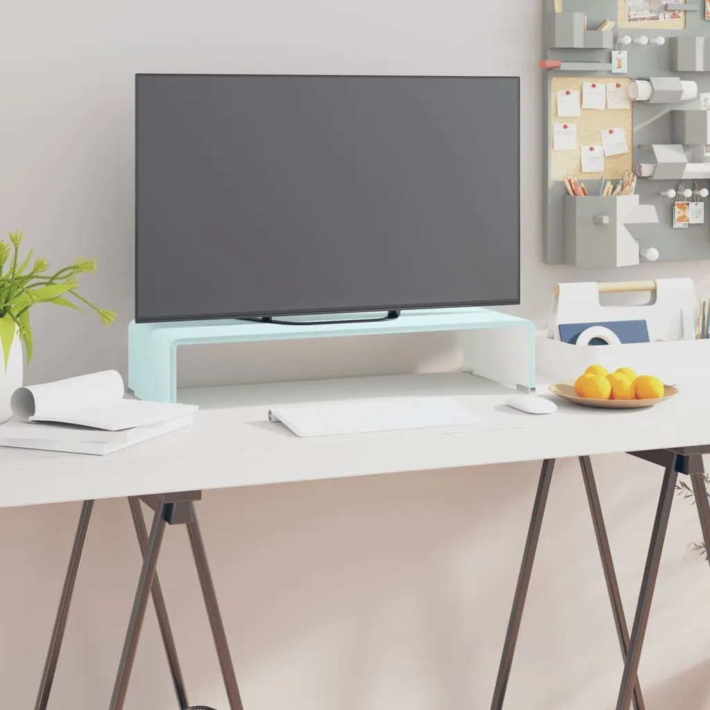 Rialzo Monitor Design Vetro Verde | Mobiletto TV 60x25x11 cm