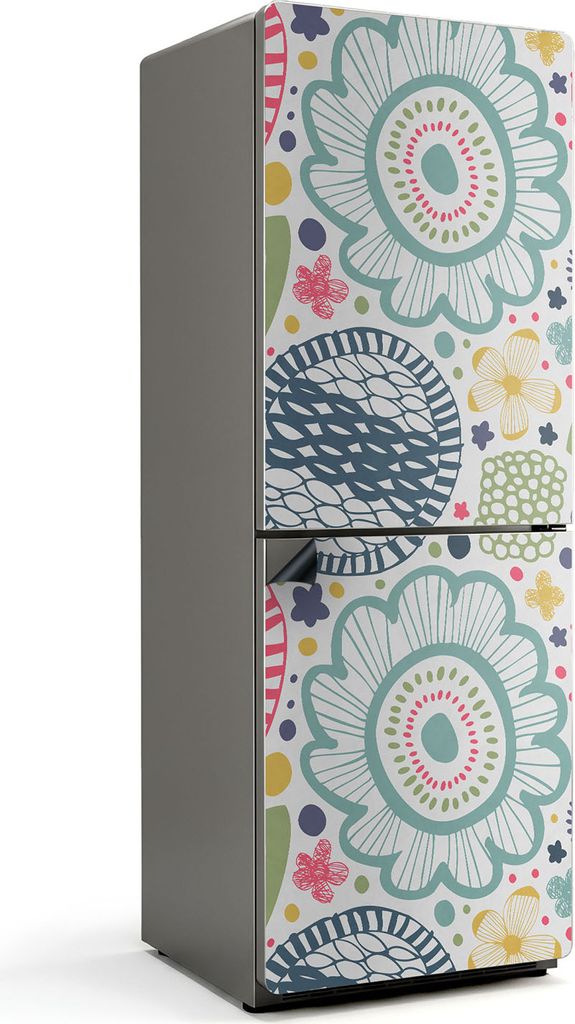 Florale und geometrische Muster – Magnetische Kühlschrank Abdeckung – Dekorfolie magnetisch Küche – Kühlschrank Magnet Deko – selbstkleb...