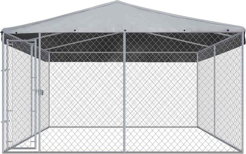 vidaXL Outdoor-Hundezwinger mit Überdachung 382x382x225 cm