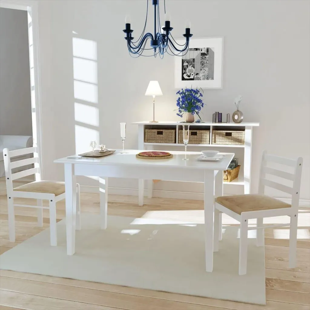 Set 2 Sedie vidaXL Legno Massiccio e Velluto Bianco | Design Elegante - 2