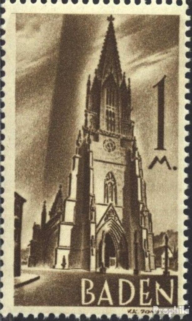 Briefmarken Franz. Zone-Baden 1947 Mi 13I, Schrägbalken des N eingekerbt (Feld 2) postfrisch Freimarken