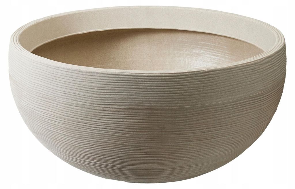 Runde Pflanzschale/Übertopf aus Kunststoff geriffelt Produktbild 
