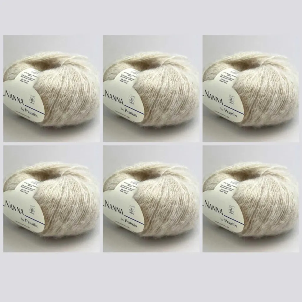 Laine pour pull chaud Nanna Permin alpaga mérinos 6 pelotes nature