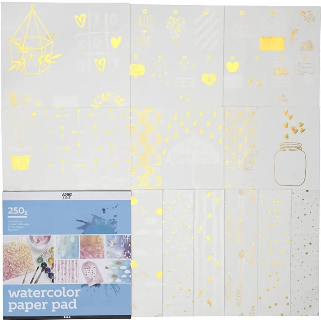 Blocco per Acquerello 30,5x30,5 cm - 12 Fogli Carta Bianca Professionale