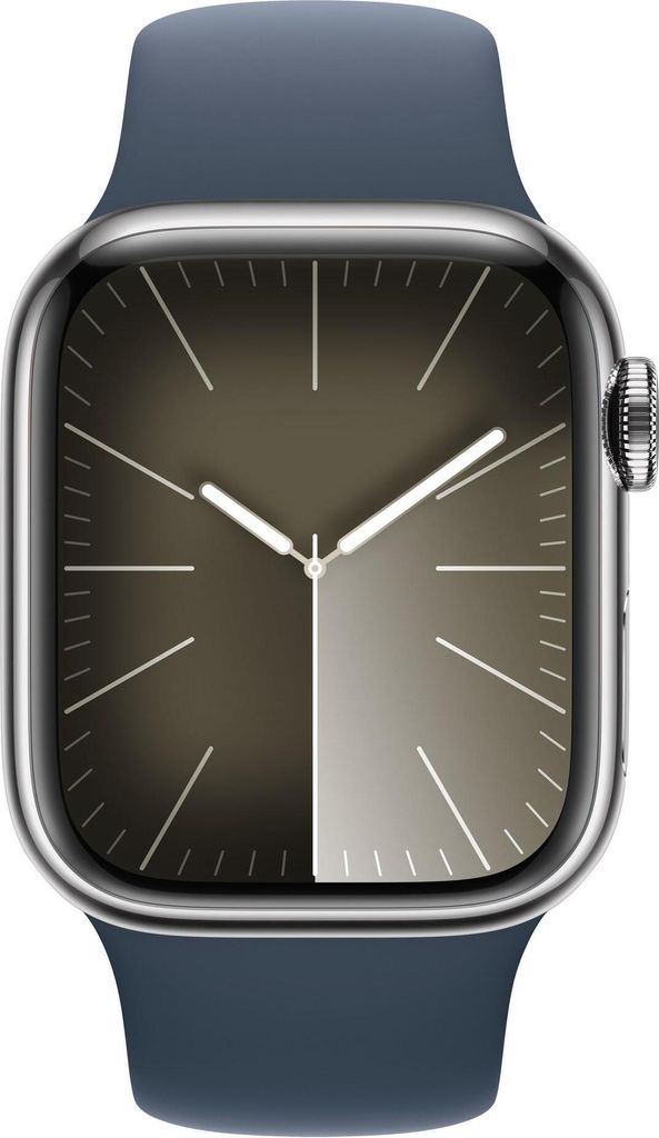 A close-up studio shot of an Apple Watch.