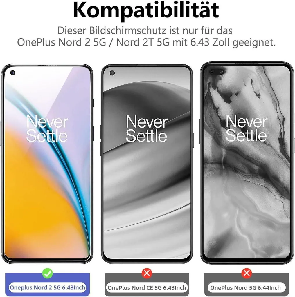 Verre blindé OnePlus Nord 2 5G dureté 9H anti-rayures - Pack de 3 unités - 2