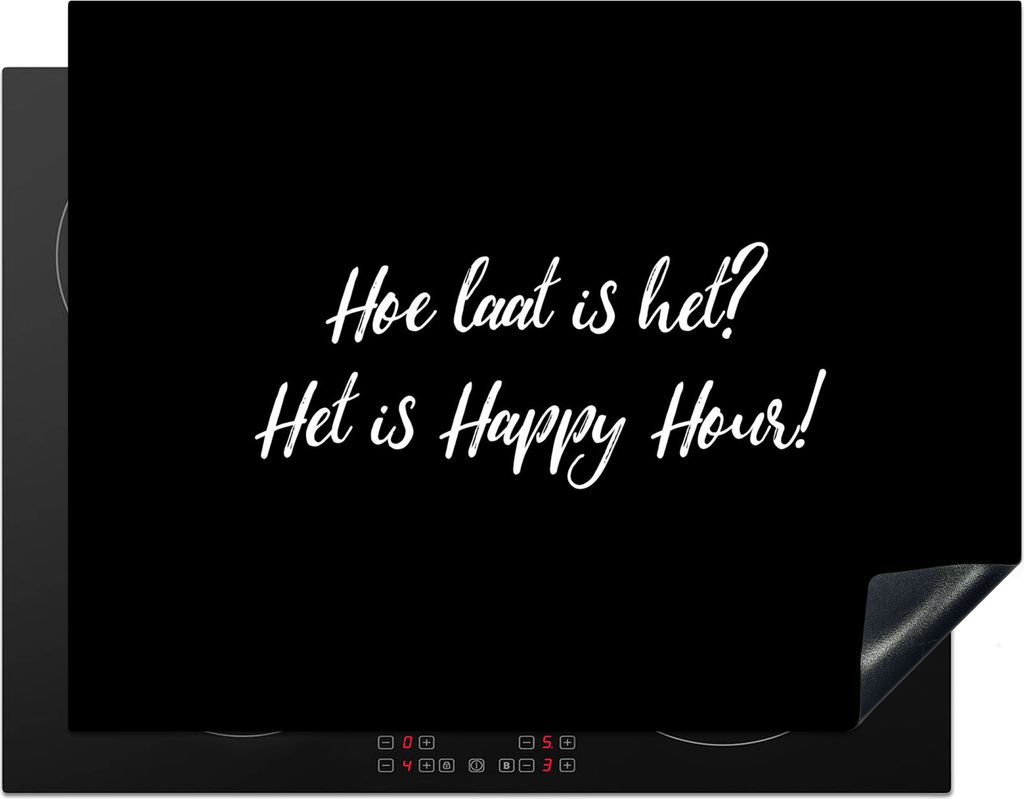 KitchenYeah Herdabdeckplatte Wie spät ist es? Es ist Happy Hour! - Trinken - Zitate - Sprichwörter - Alkohol , 77x59cm, Küche Deko, Glaskerami...