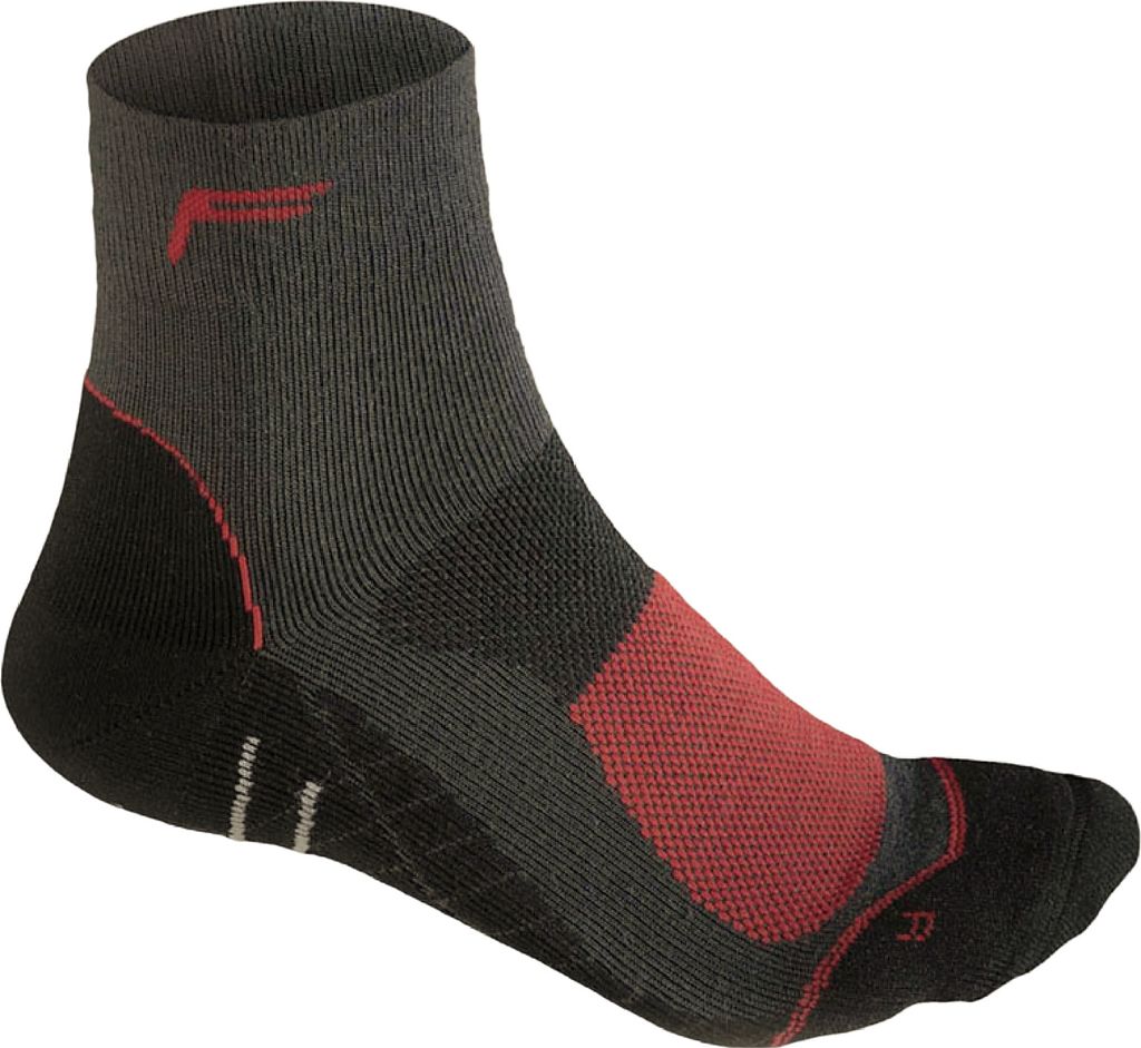 F-Lite MTB Mountainbike High Coolmax (Polyesterfasern) Socken Fahrradsocken Funktionssocken Sneakersocken grau/schwarz/rot 24-4515-7-0192, Größe:...