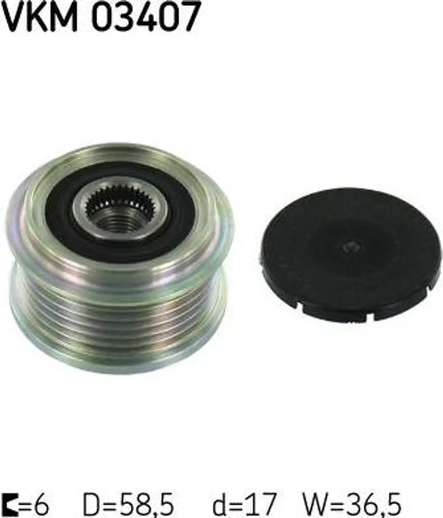 Poulie Débrayable d'Alternateur SKF VKM 03407 compatible Ford Transit