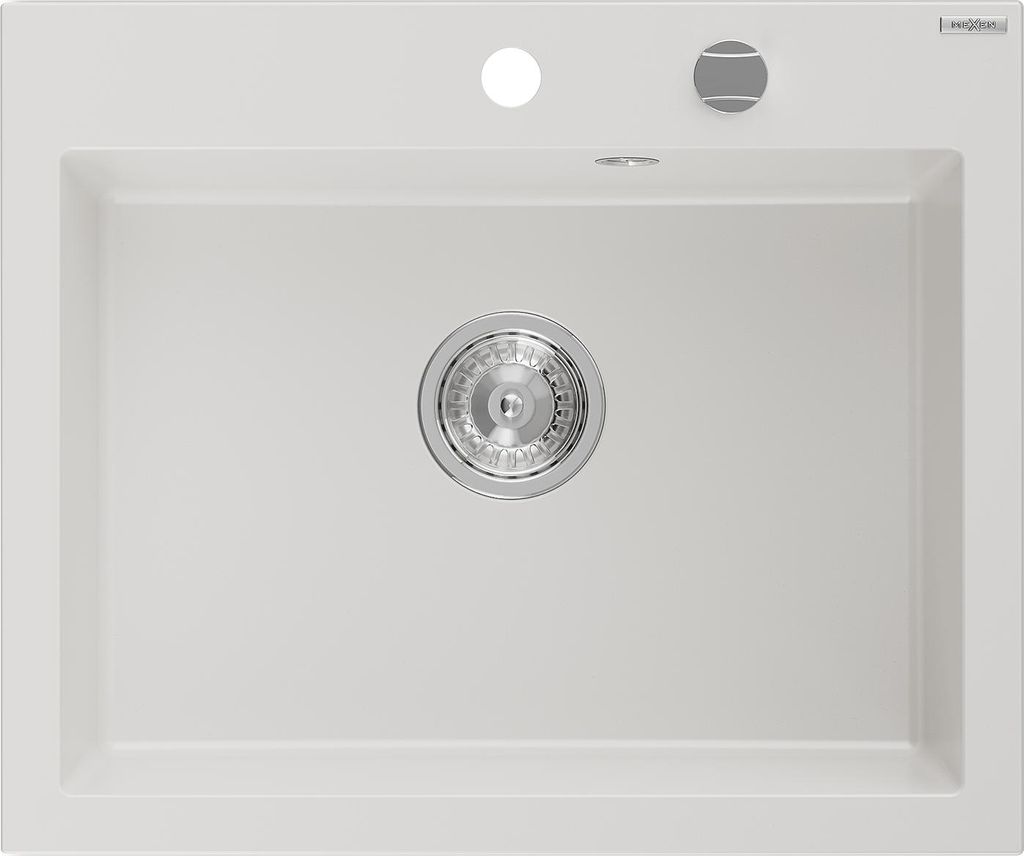 Mexen Elix lavello in granito 1-vasca 600 x 500 mm, bianco, Immagine del prodotto 