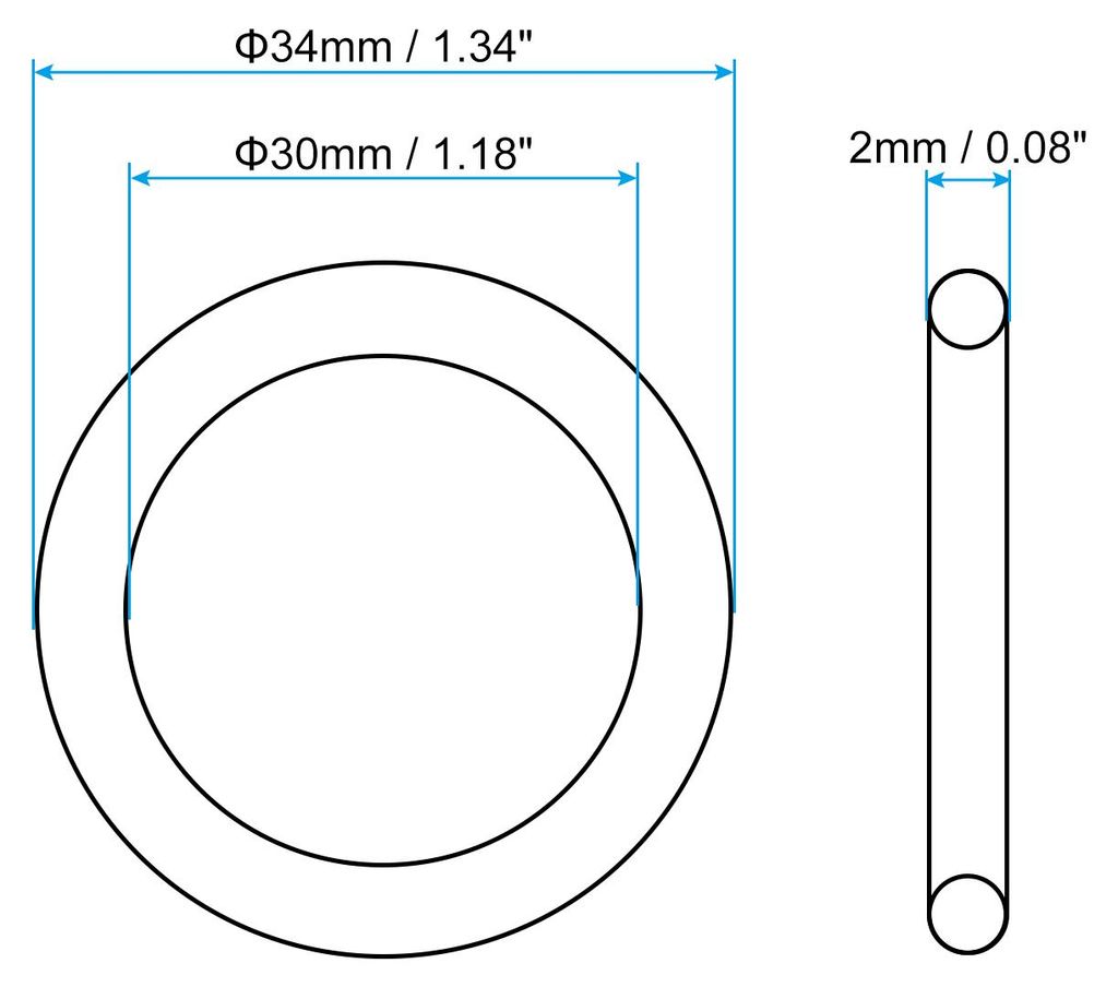 25 Stš¹ck Dichtungsringe O-Ringe Gummidichtung 34mm AD 30mm ID 2mm Dicke Nitrilgummi Unterlegscheibe Dichtungssatz Gummischeiben fš¹r Auto Klim...
