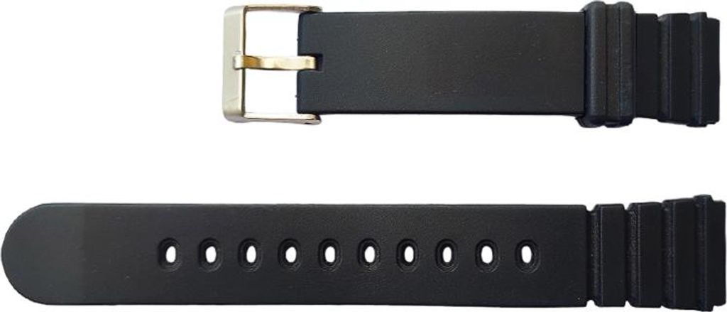 Black Silicone Watch Strap mit Edelstahl-Haken 19 mm