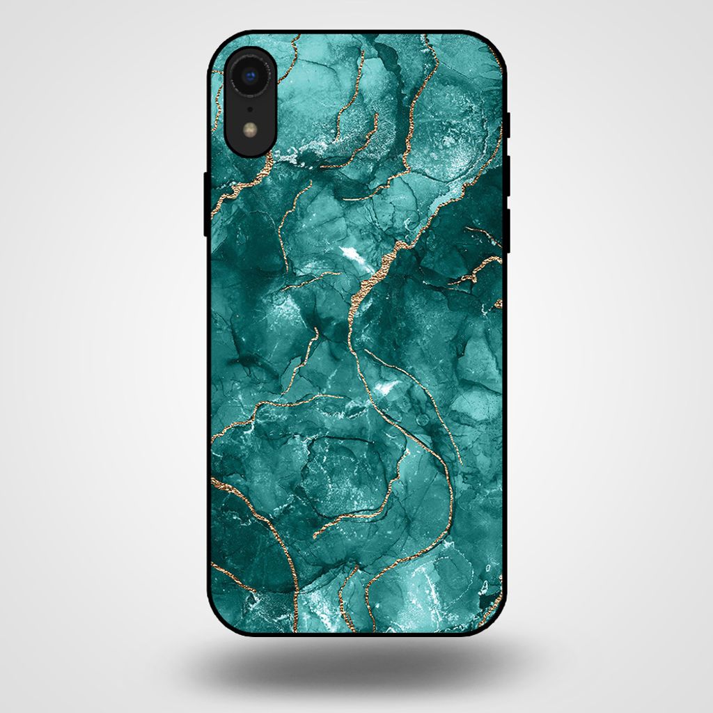 Smartphonica Handyhülle für iPhone Xr mit Marmordruck - TPU-Hülle mit Marmor-Design - Gold Grün