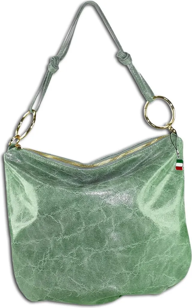 Sac bandoulière cuir véritable vert clair menthe Florence OTM111G Luxe