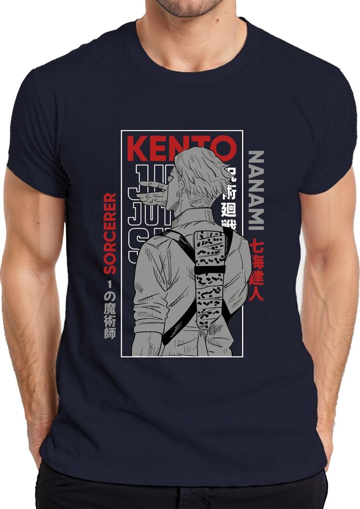 Jujutsu Kaisen Kento Nanami Sorcerer Anime Ästhetik Geschenk Retro Herren T-Shirt, Navy, XXL