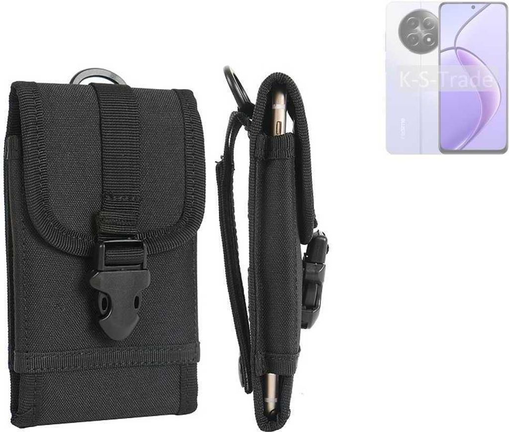 K-S-Trade Holster Handy Hülle kompatibel mit Realme 12x 5G India Holster Handytasche Gürtel Tasche Schutz Hülle Robust Outdoor schwarz