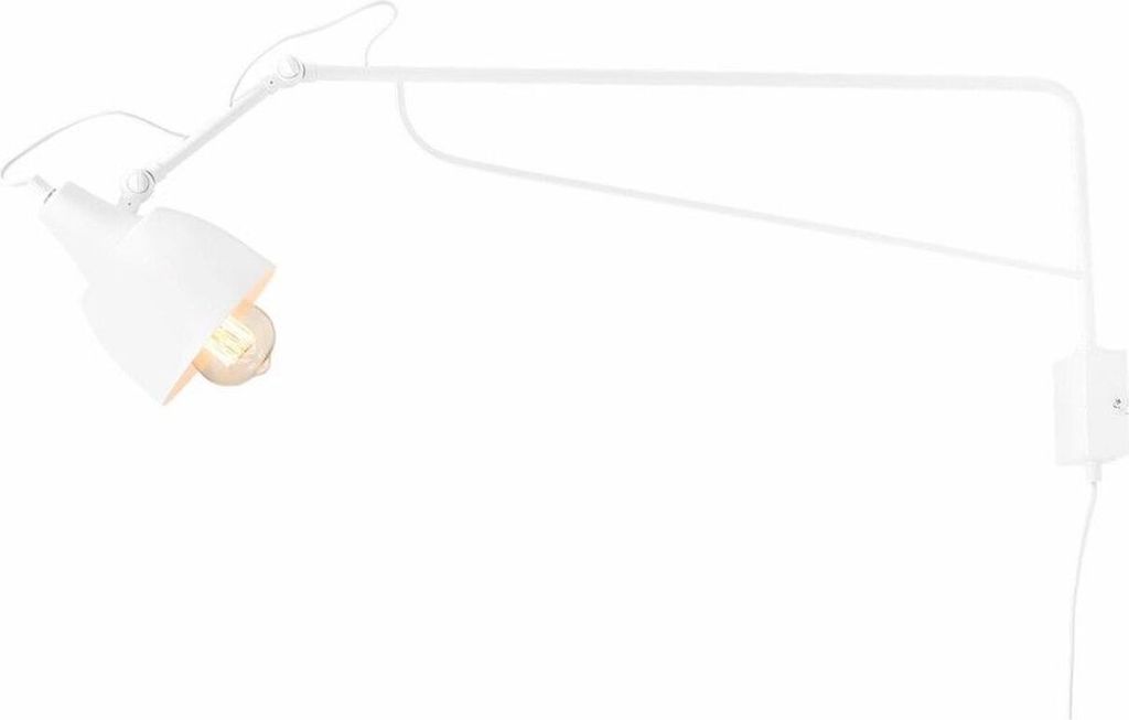 Wandlampe Metall E27 29 cm hoch mit Schalter Schwenkarm Weiß Kugelschirm