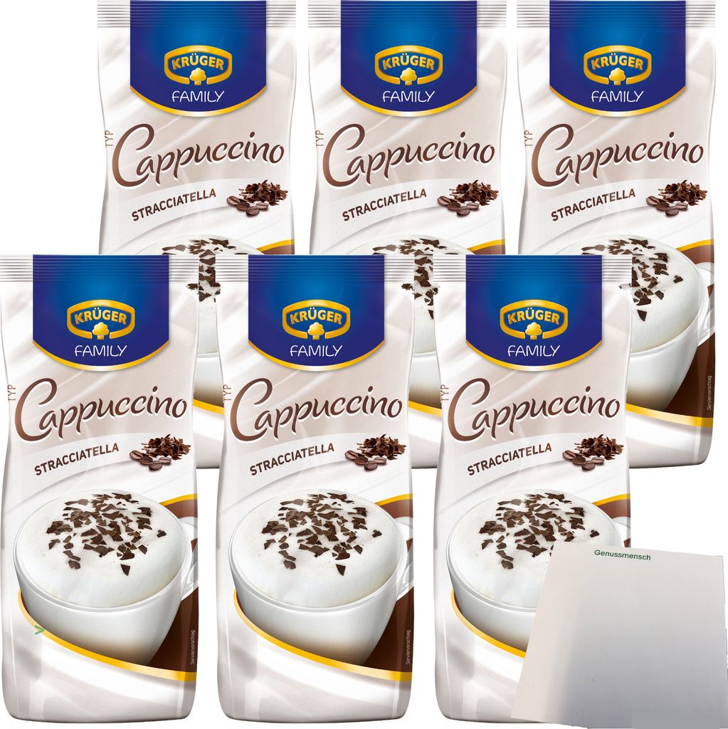 Krüger Family Cappuccino Stracciatella 6er Pack (6x 500g Beutel) + usy Block
