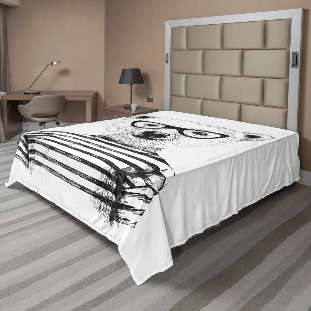 Lenzuolo Arredo Orso Nerd ABAKUHAUS | Bianco e Nero 275x260 cm - 1