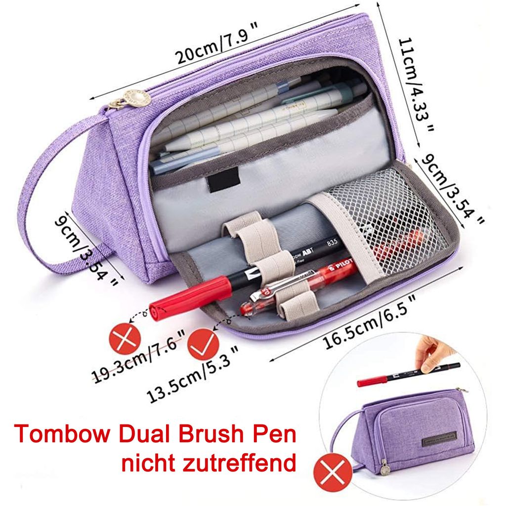 Oyachic Federmäppchen Mit Großer Kapazität – Stifteetui Mit Mehreren Fächern Für Schule, Büro & Als Kosmetiktasche, 21,5 X 8,5 X 10,5 Cm (Lila)