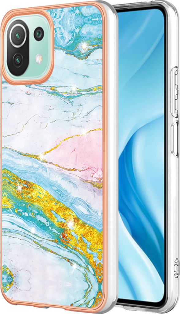 Hülle für Xiaomi 11 Lite Muster TPU Silikon Stoßdämpfer Bumper Schutzhülle Türkis