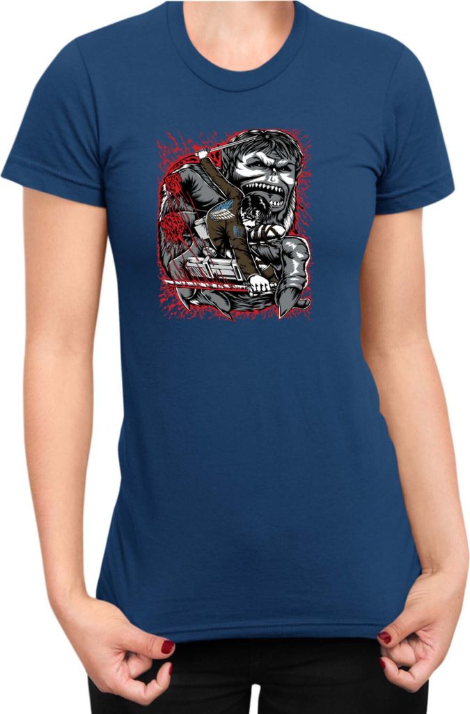 Damen T-Shirt Japan Anime Manga Attack Anime On Titan Levi Ackerman 08 Levi Titan Pilot, Lady M / Dunkelblau