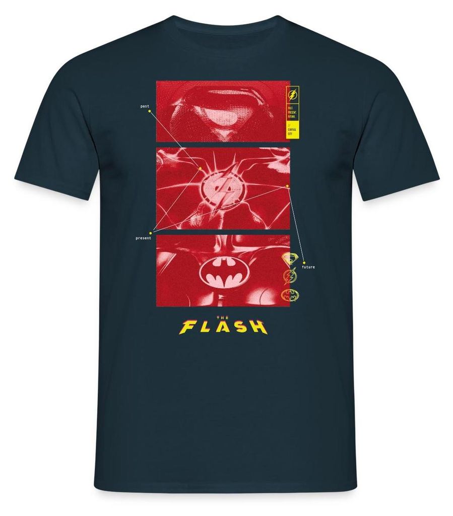 Spreadshirt The Flash Anzüge Supergirl Flash Batman Mit Logos Männer T-Shirt, 3XL, Navy