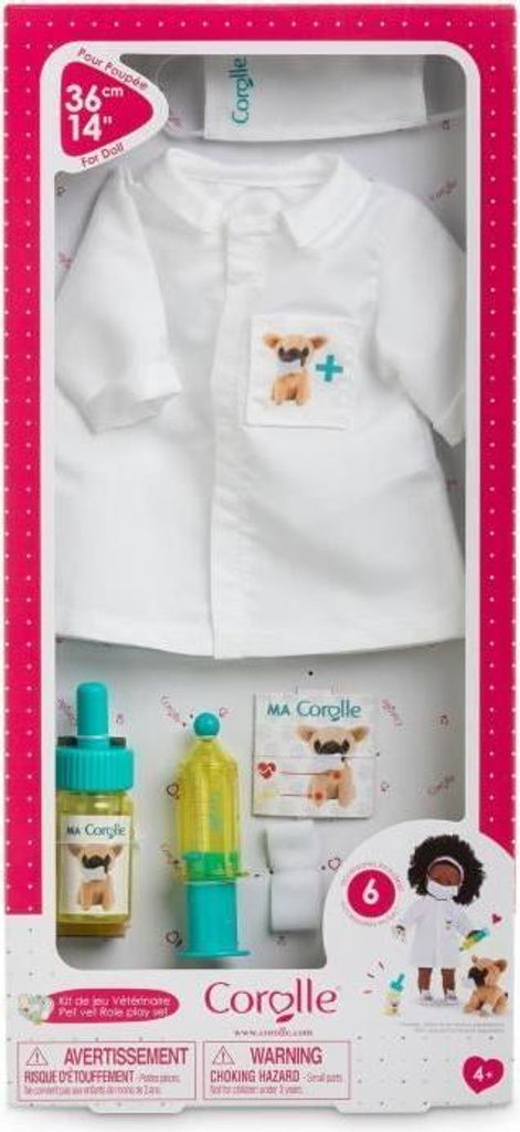 Puppen Zubehör Set, Corolle Tierarzt Spielset für 36 cm Puppe, 6 Zubehörteile, Ab 4 Jahren