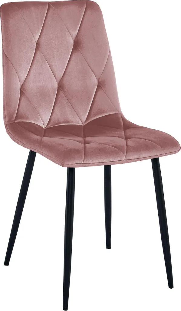 Chaise design rose poudré et pieds noirs en métal mat Libra
