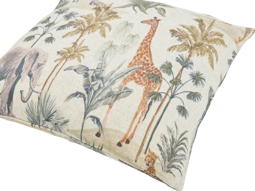 Housse de coussin réversible en canvas et lin Animals done. 45x45 cm