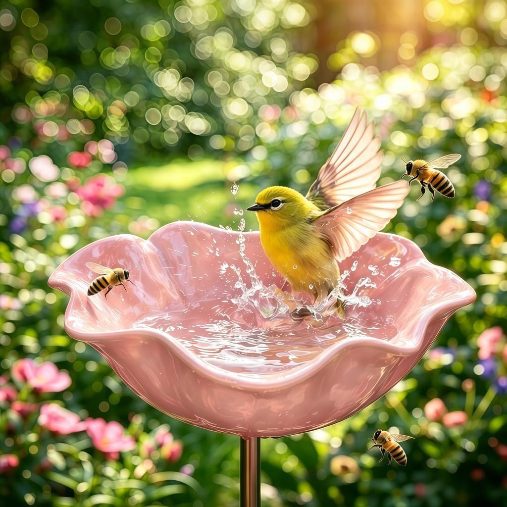Vogeltränke Garten Metall, Bienen Tränke mit Erdspieß, Produktbild 