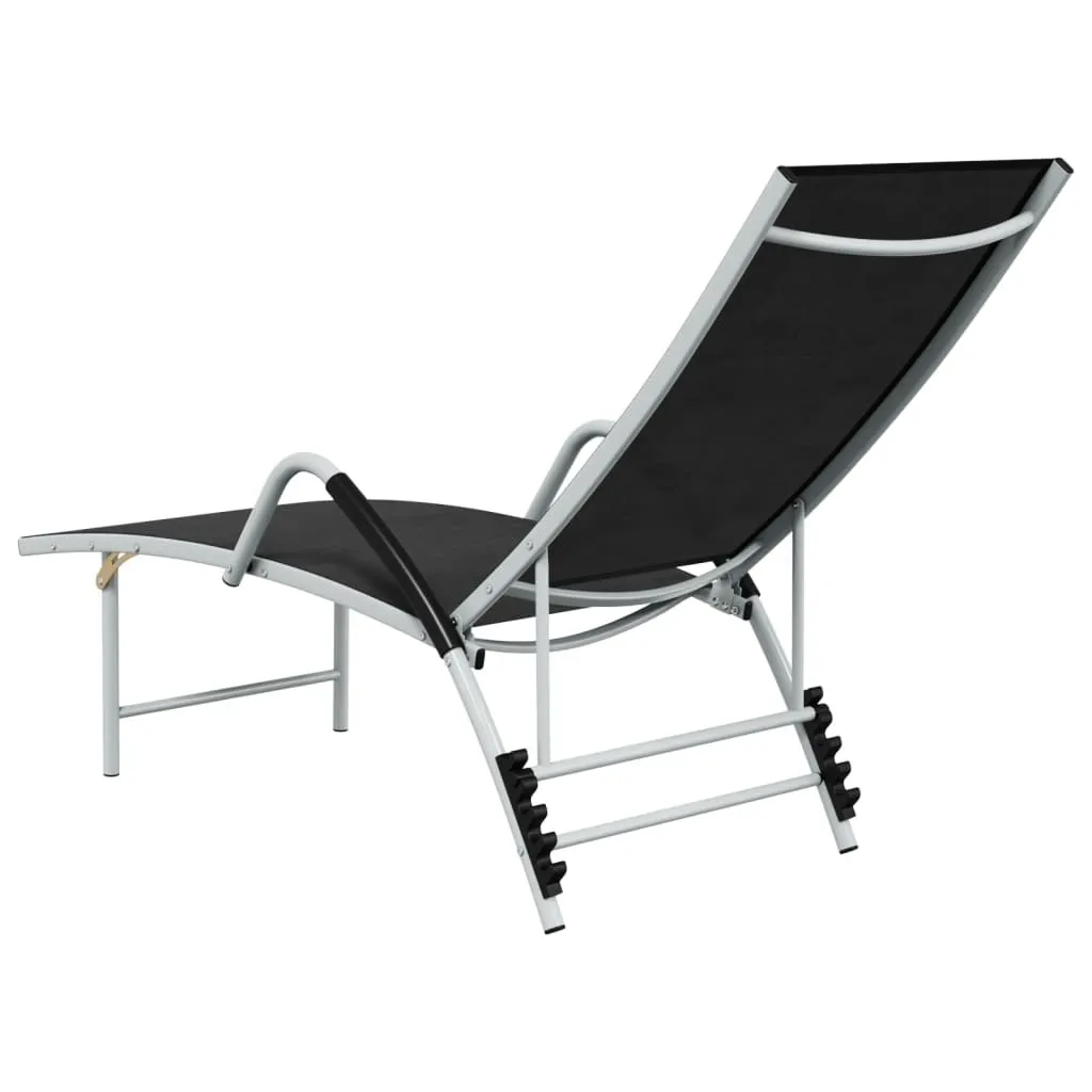 Bain de soleil aluminium noir design épuré - Lit de jardin réglable - 5