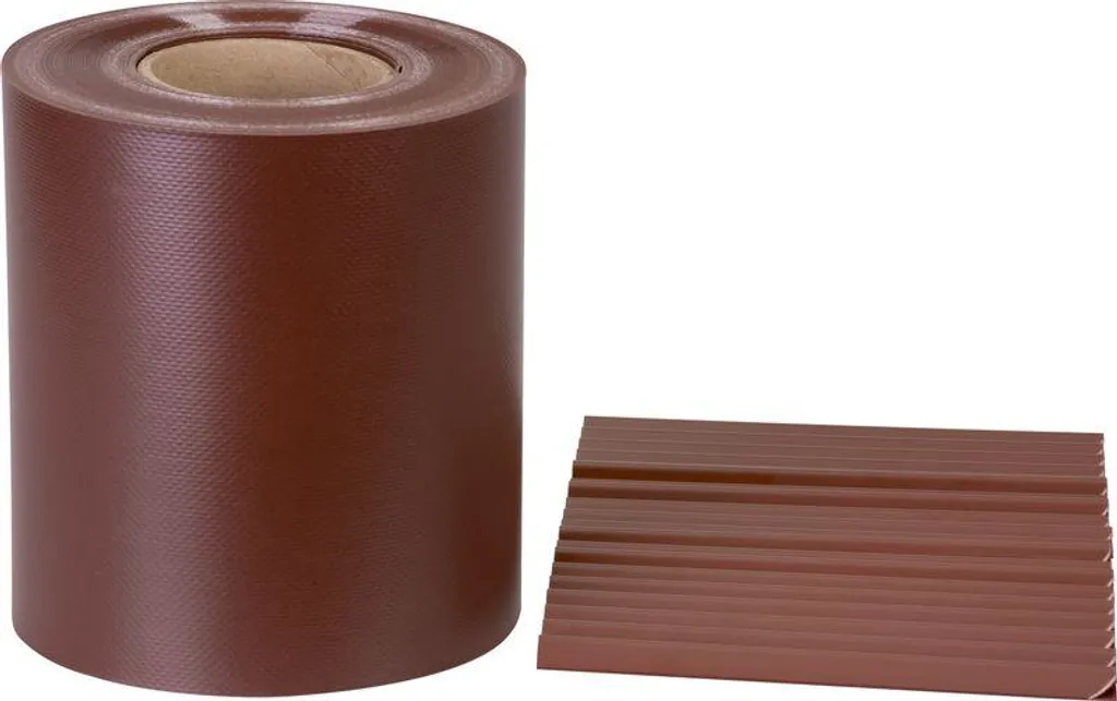 Solution brise-vue pour clôture : Ruban PVC 190mm x 35m Marron Acajou