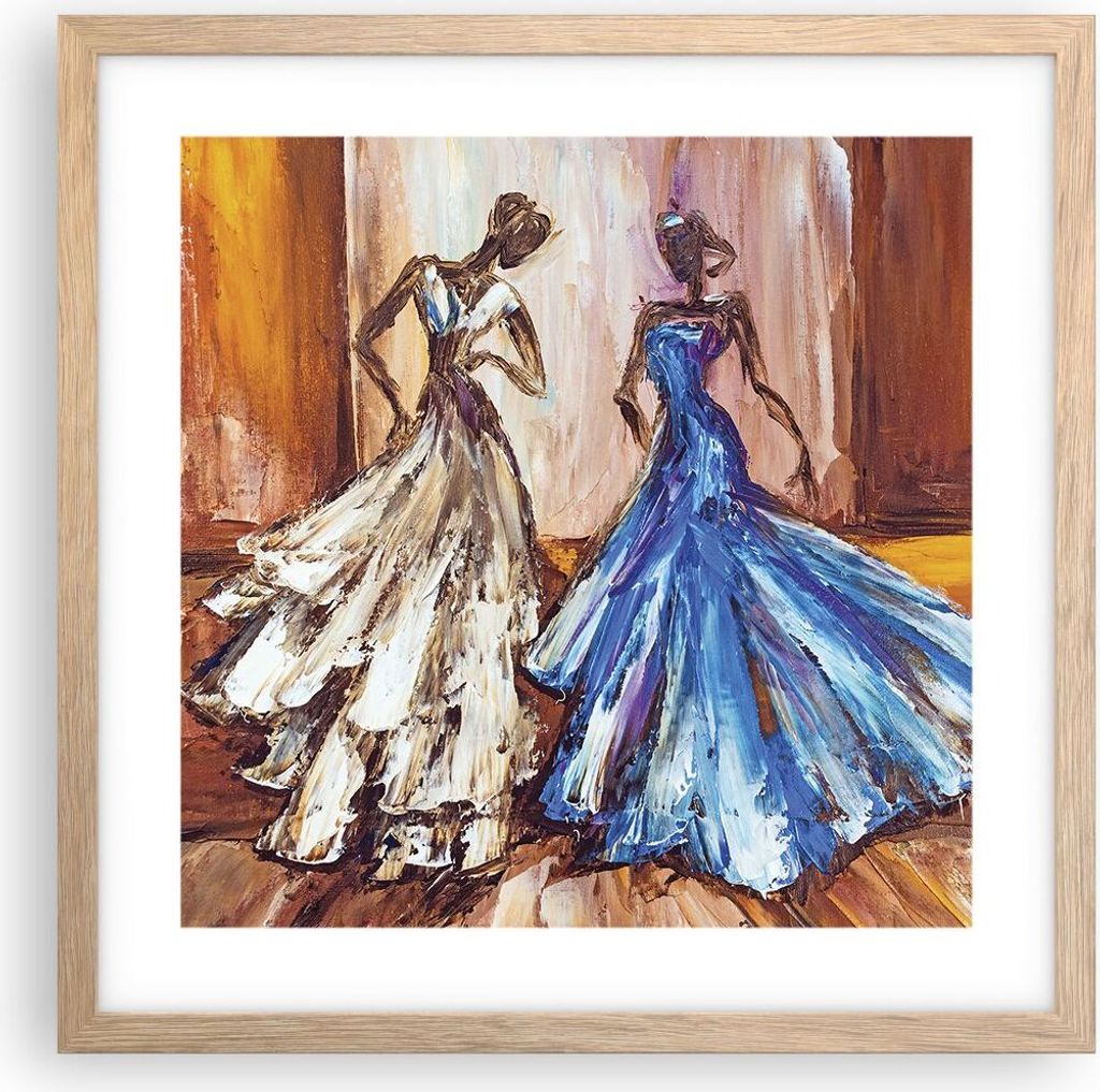 Gerahmtes Poster - Rahmen in heller Eiche - Frauen Kleider Öl - 40x40 cm - Wand Bild - Wanddeko - Wandbilder - Wandposter - Bilderrahmen - Bilder ...