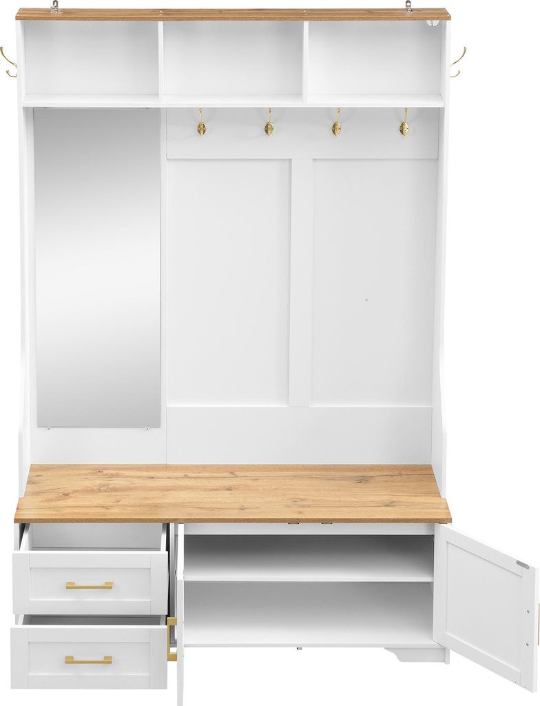 Merax Garderobenschrank 120x40x187 cm mit LED-Beleuchtung, Produktbild 
