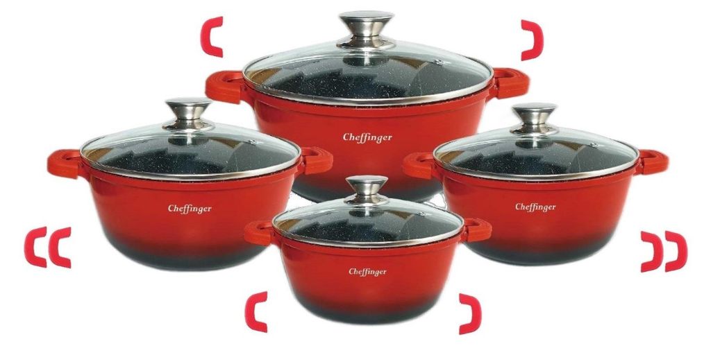 Cheffinger Topf-Set, 8 tlg, Induktion Alu Guss marmor Produktbild 