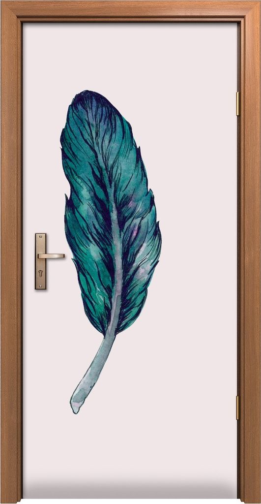 Türposter 90x200 cm Türaufkleber Türtapete Türfolie Klebefolie Malarei Aquarell Vogel federn