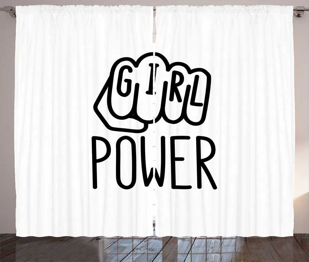 Rideau fronceur ABAKUHAUS Girl Power Noir et Blanc 280 x 225 cm