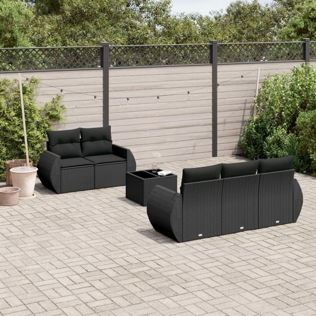 Maison Exclusive - 6-tlg. Garten-Sofagarnitur mit Kissen Schwarz Poly Rattan
