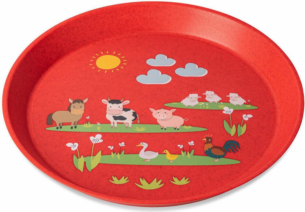 Koziol kleiner Teller Connect Plate Farm, Speiseteller, Kunststoff, Organic Red, 20.5 cm, 1422676