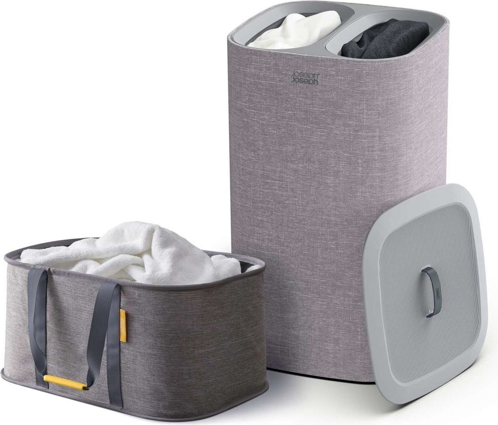 Joseph Joseph Love Your Laundry Set de 2 Wäschekörbe (60L und 35L) mit Fächern und abnehmbaren Beuteln, einfache de Reinigung und Lagerung.