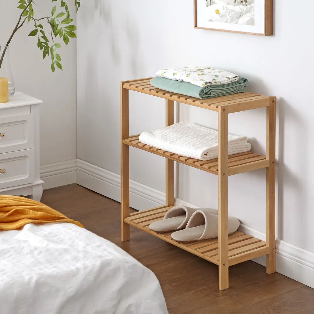 SONGMICS Étagère de salle de bain en bambou naturel à 4 niveaux - 5
