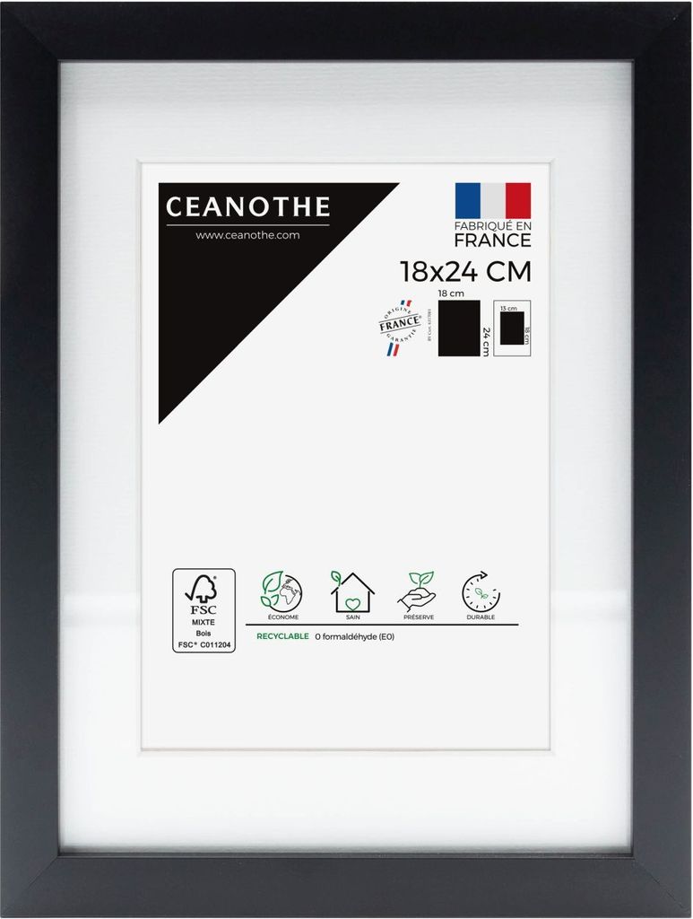 Ceanothe Bilderrahmen Milan schwarz 40x50 cm mit Passepartout 30x40 cm