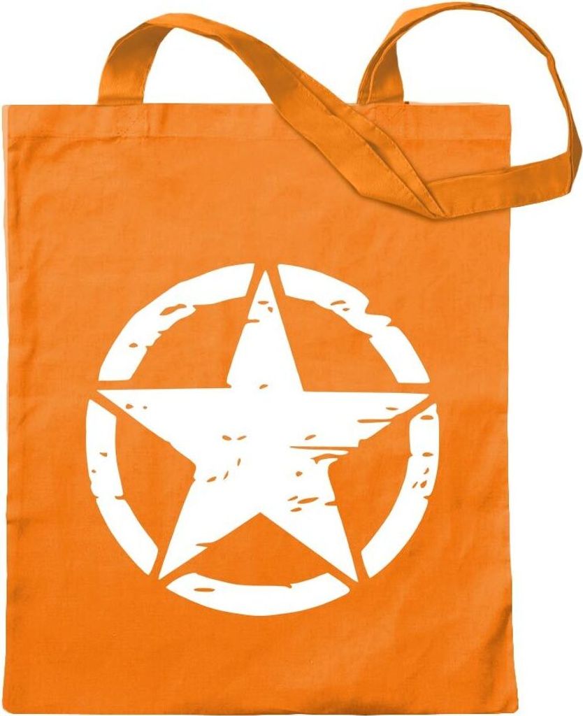 Kiwistar - Baumwolltasche - mandarin - United States Army Star - Tragetasche Stoffbeutel Umhängetasche langer Henkel